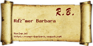 Römer Barbara névjegykártya